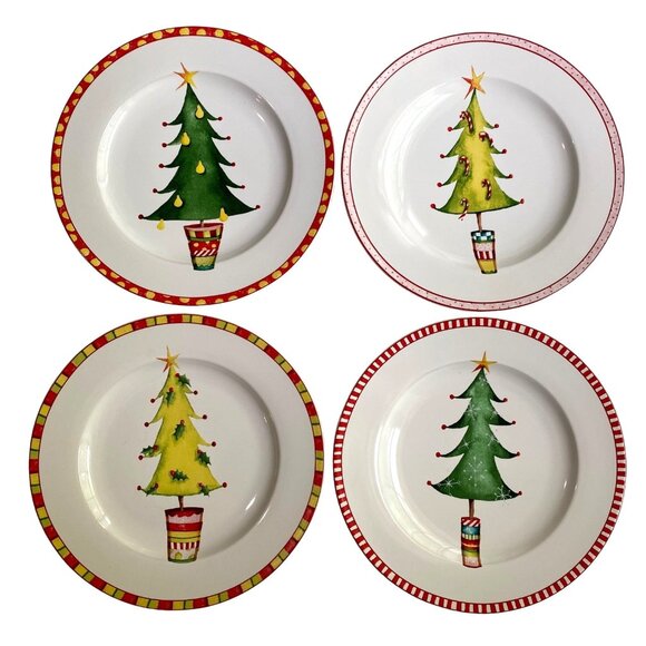 Oneida Other - Oneida Christmas Jubilee Salad Dessert Plates Set of 4 Tree Holiday Dinner Party
